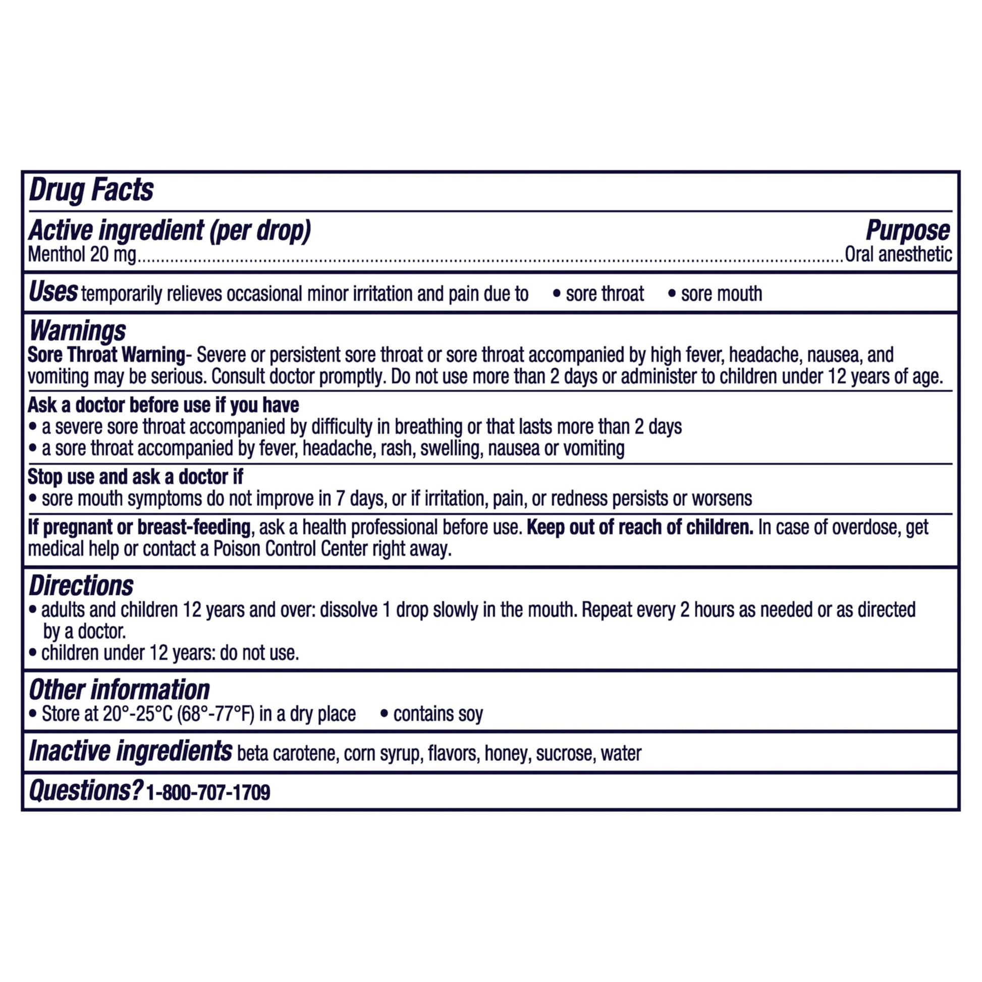 Side view of Vicks VapoCool severe forty five count medicated drops box