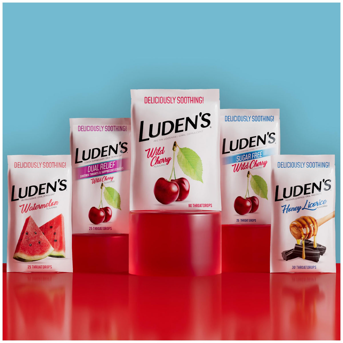Individual wrapped Luden's cherry throat drops