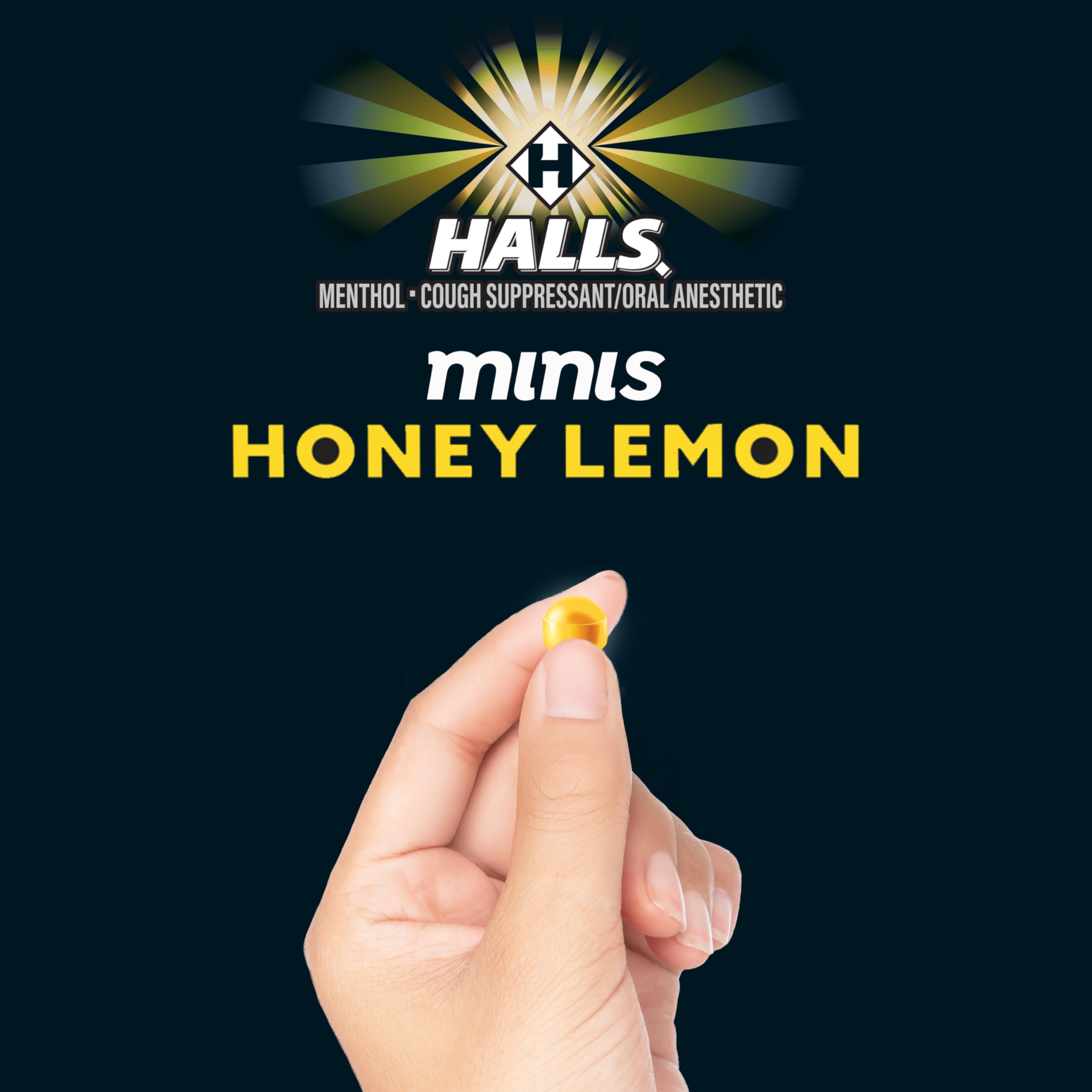 Two flip-top packs of Halls Minis Honey Lemon cough drops