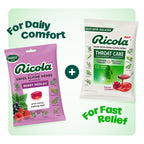 Ricola Max cherry flavor cough drops with liquid center directions label