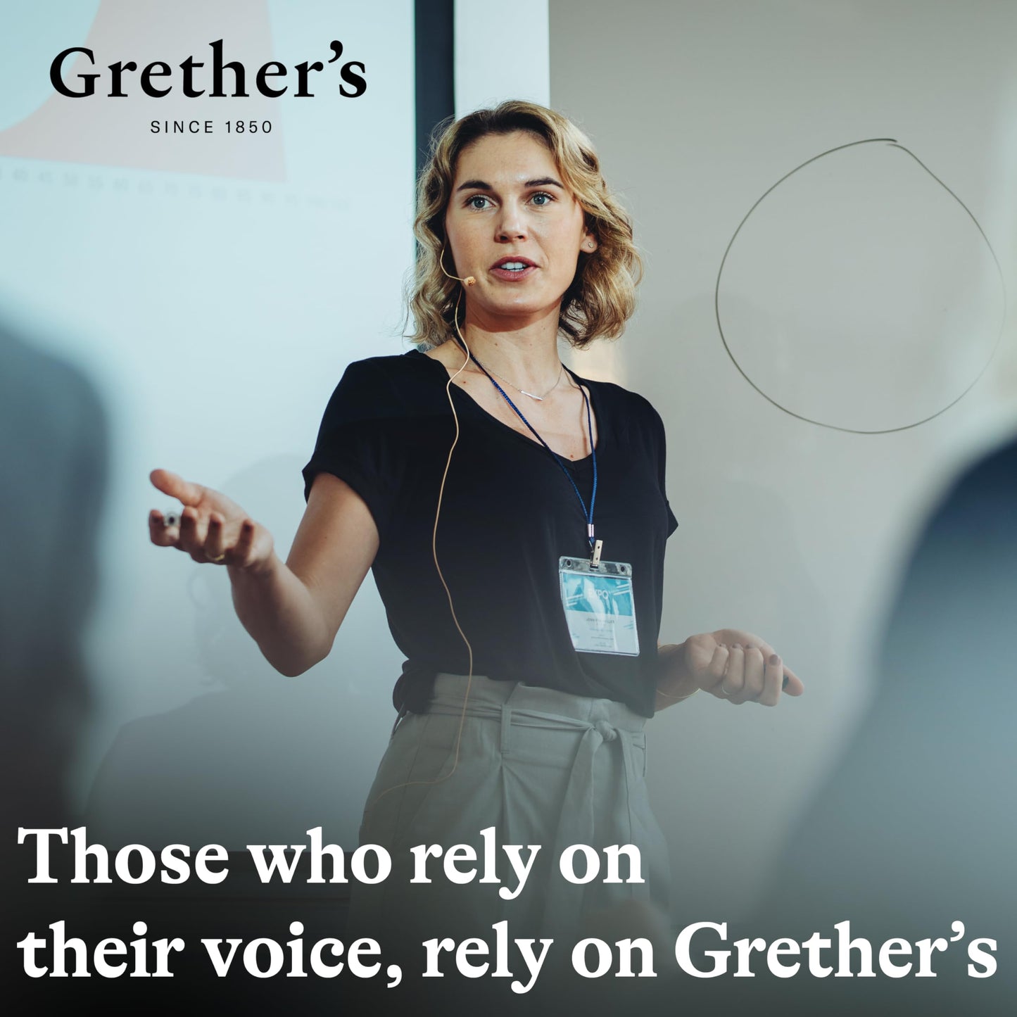 Grether's premium Swiss throat lozenges for dry throat and voice health.