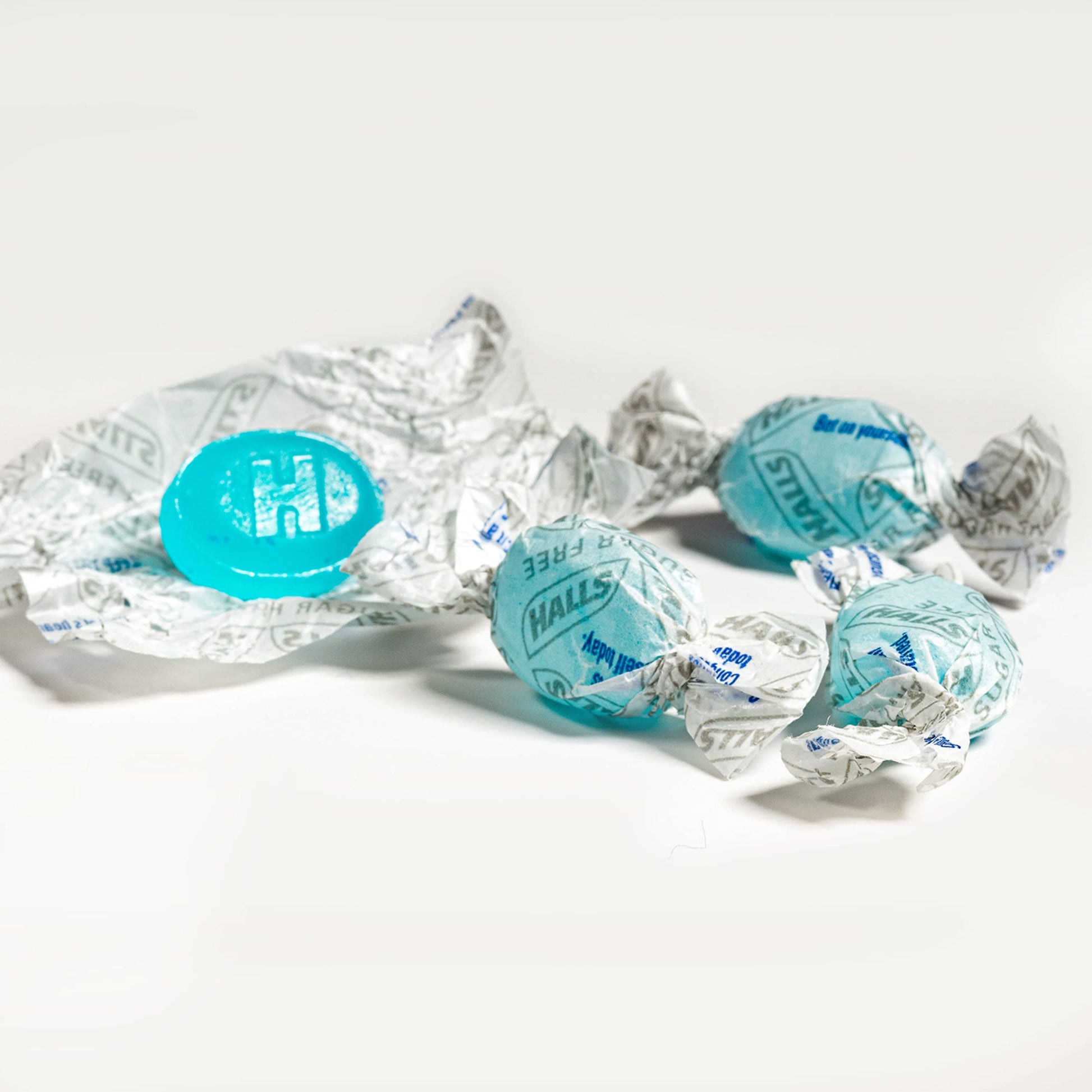 Authentic Halls throat drops packaging displaying the sugar free certification logo