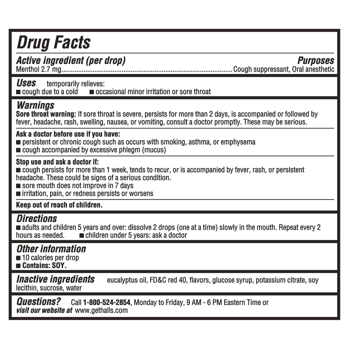 HALLS strawberry menthol lozenges packaging showing eighty drops count for sore throat