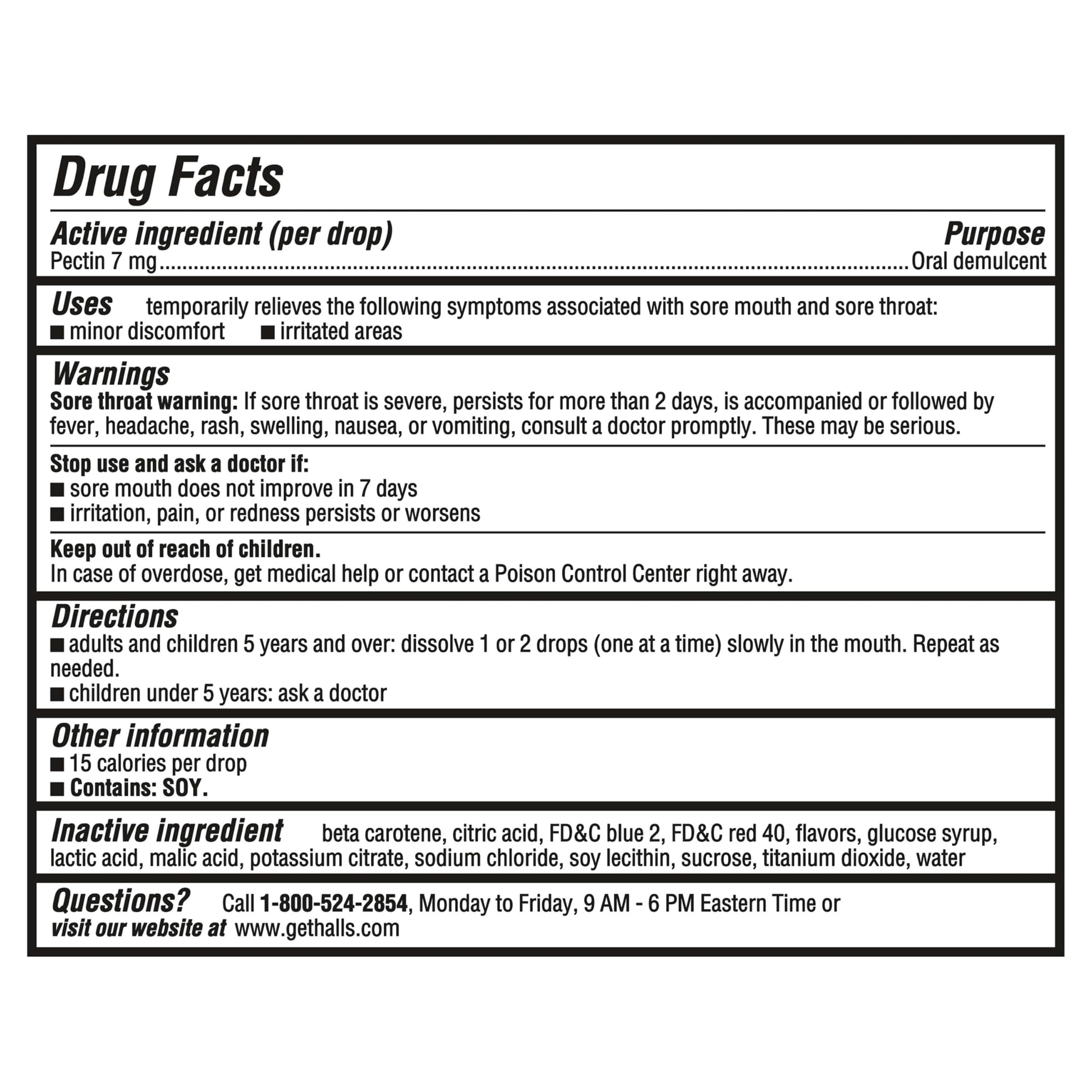 HALLS Breezers strawberry cream throat lozenges packaging detailing 70 drops