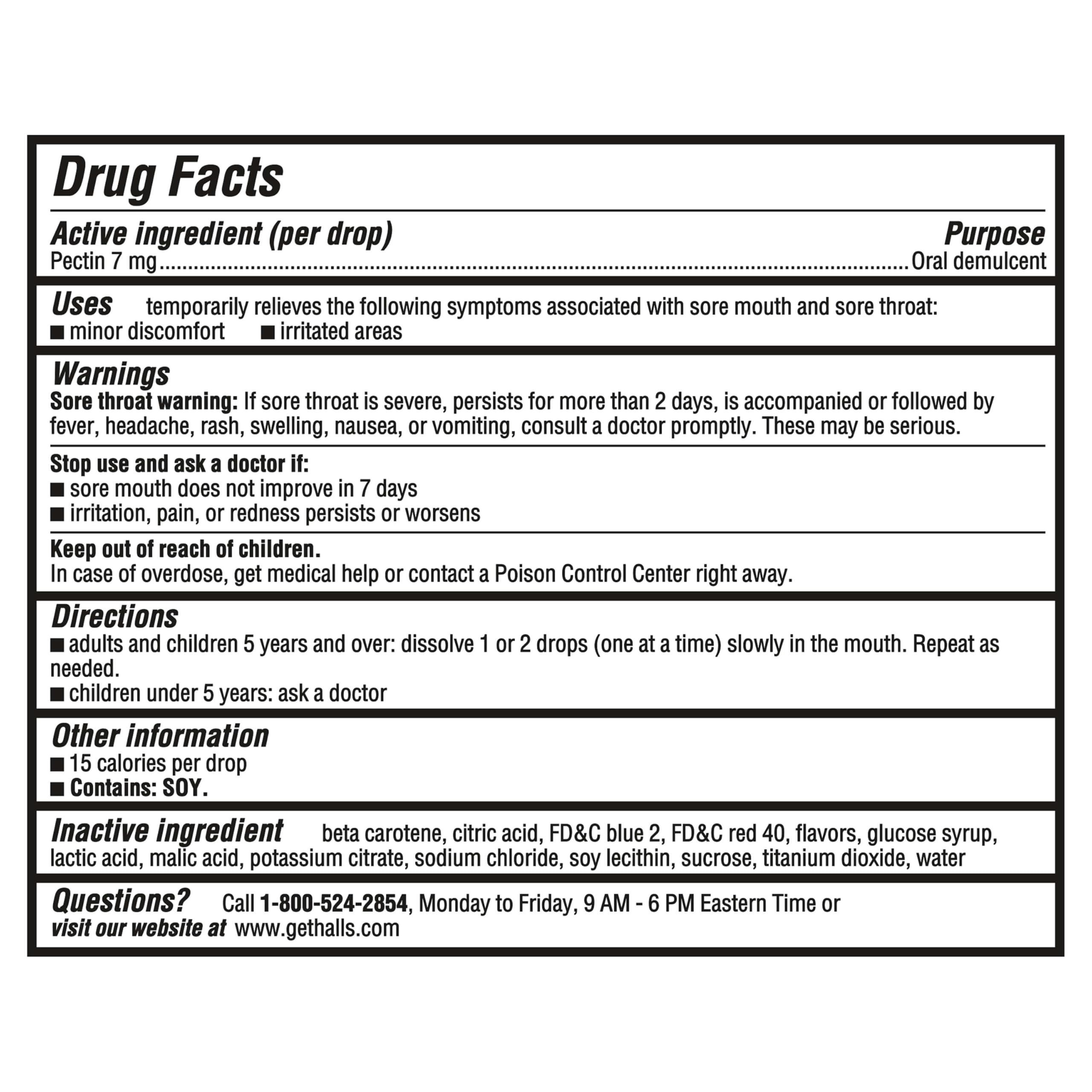 HALLS Breezers strawberry cream throat lozenges packaging detailing 70 drops