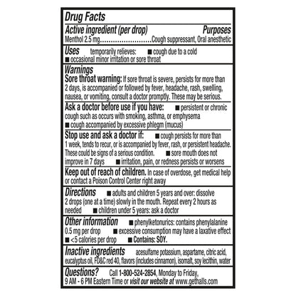 Halls Minis Watermelon Flavor portable sore throat lozenges close up of the sugar free candy pieces