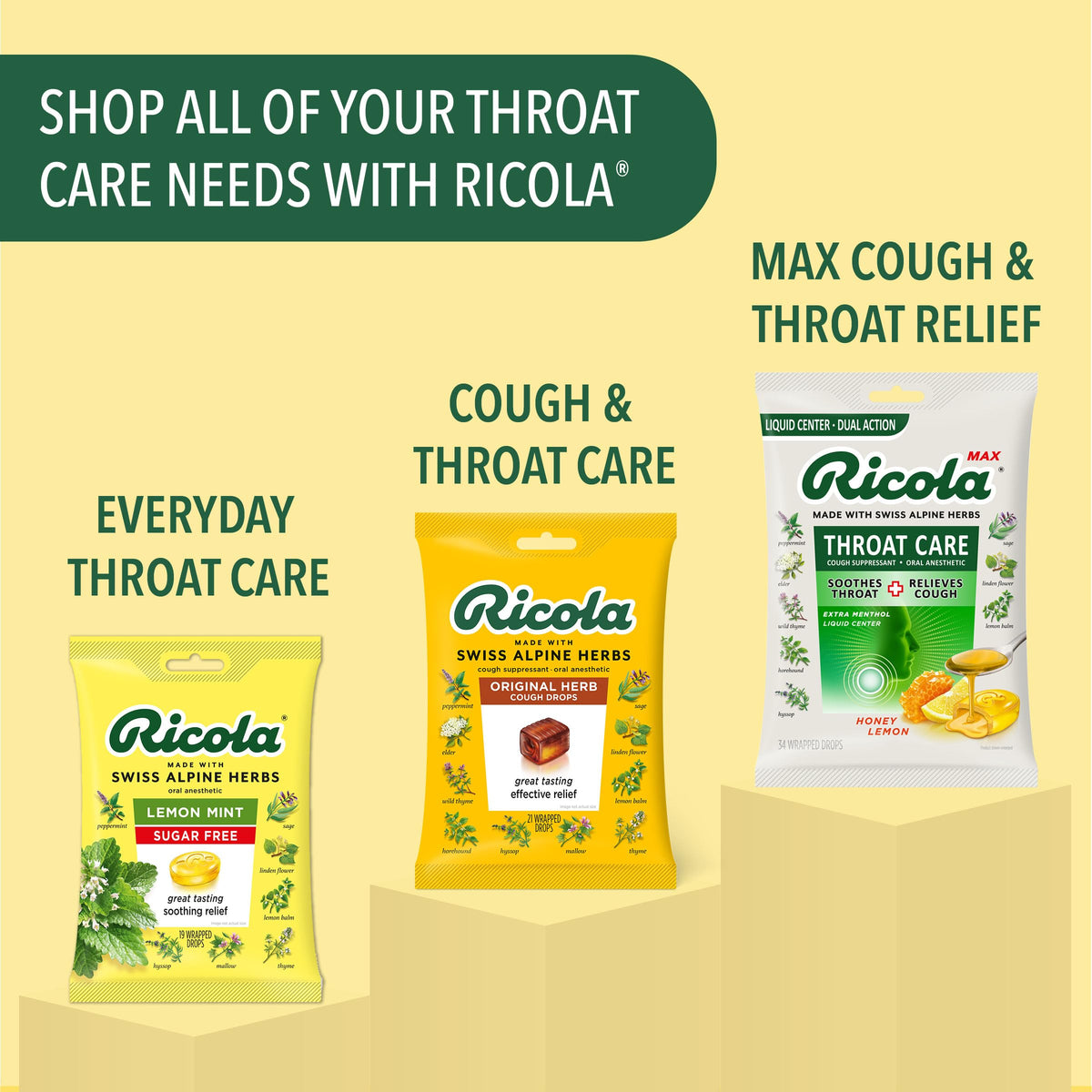 Individual wrapped Ricola Cherry throat drops