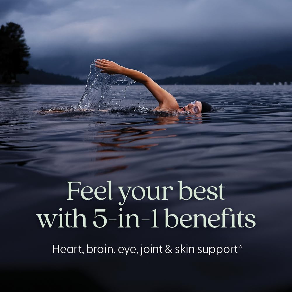 New Chapter Wholemega fish oil supplement nutrient facts label on the side of the bottle