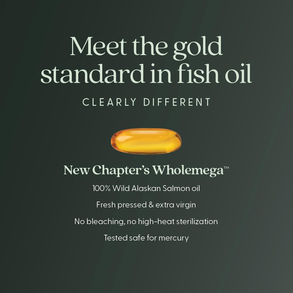 NSF certified pure wild Alaskan salmon oil supplement bottle detailing heart and joint benefits