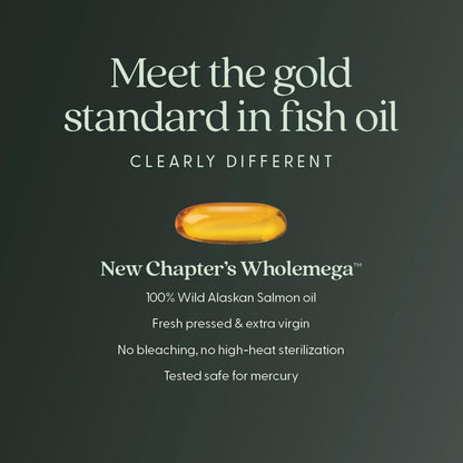 NSF certified pure wild Alaskan salmon oil supplement bottle detailing heart and joint benefits