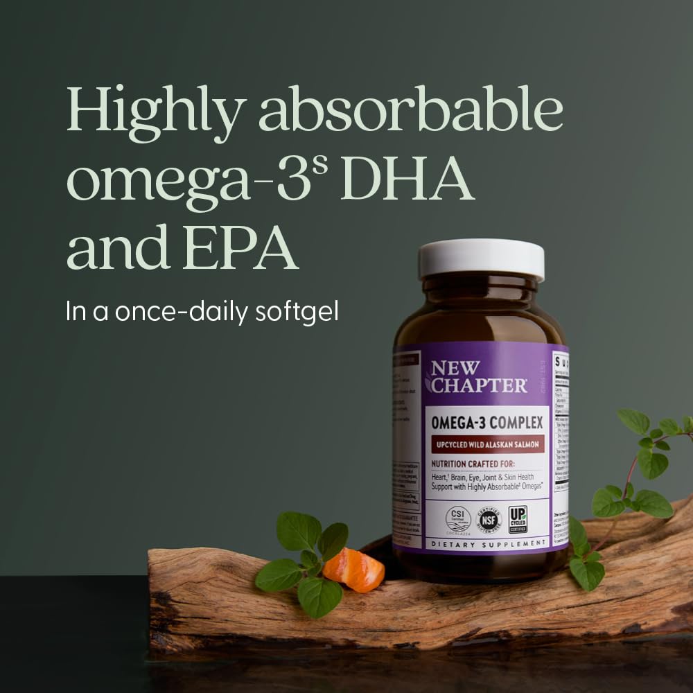 Close up of the NSF gluten free certification logo on the New Chapter Omega 3 Complex packaging.