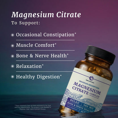 Nobi Nutrition Magnesium Complex 60 vegetarian capsules bottle side view showing dietary claims