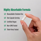 Side label of Nordic Naturals Zinc Glycinate showing non GMO and gluten free verification badges