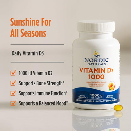 Nordic Naturals Vitamin D3 120 Orange mini softgels dietary supplement packaging