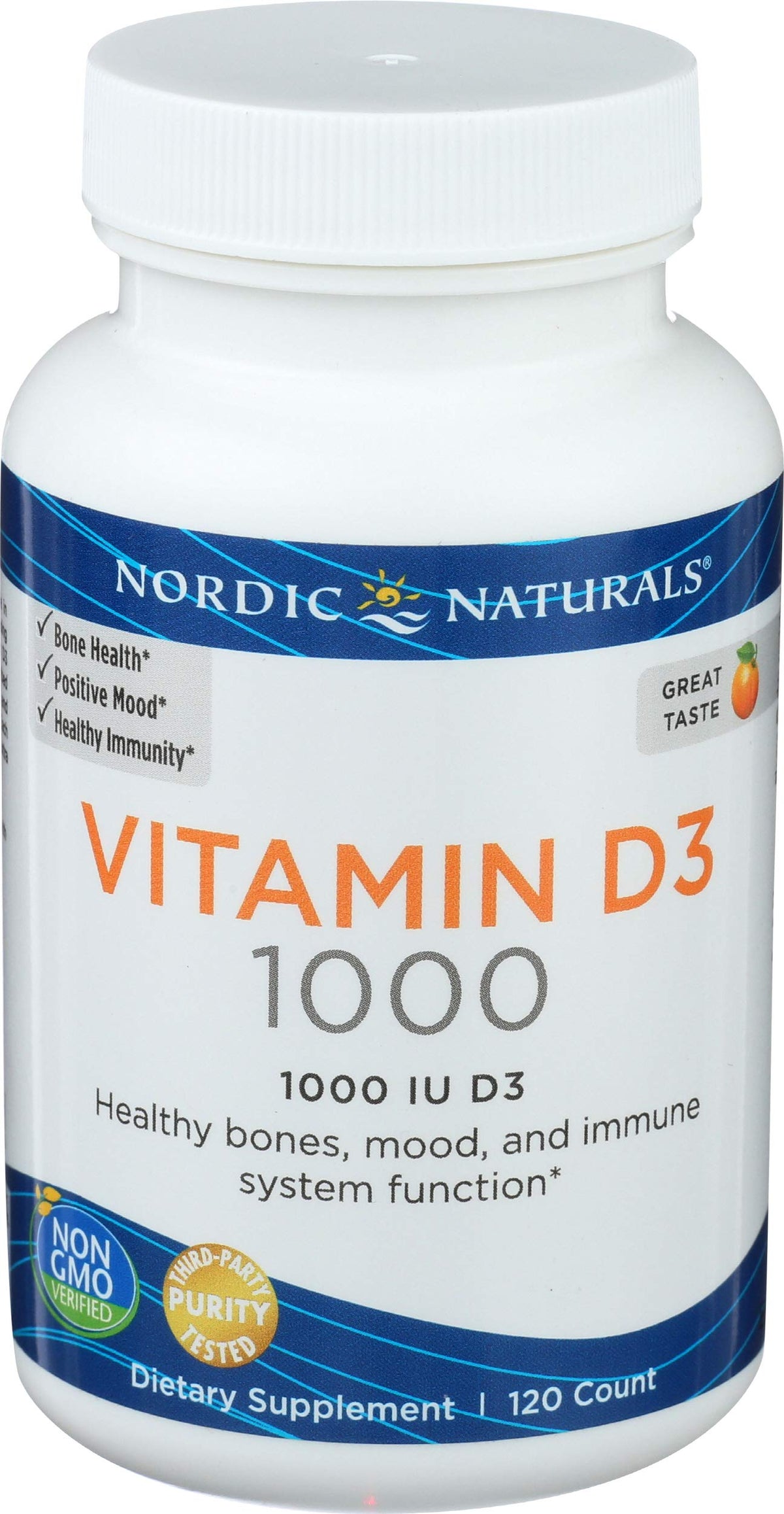 Nordic Naturals Vitamin D3 natural orange flavor bottle side