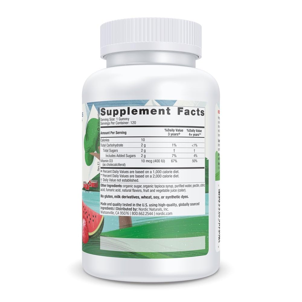 Nordic Naturals Kids Vitamin D3 Wild Watermelon Splash supplement facts label