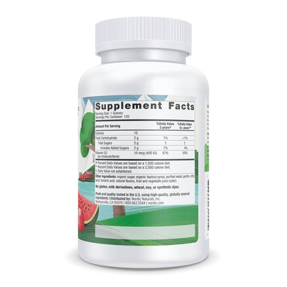 Nordic Naturals Kids Vitamin D3 Wild Watermelon Splash supplement facts label