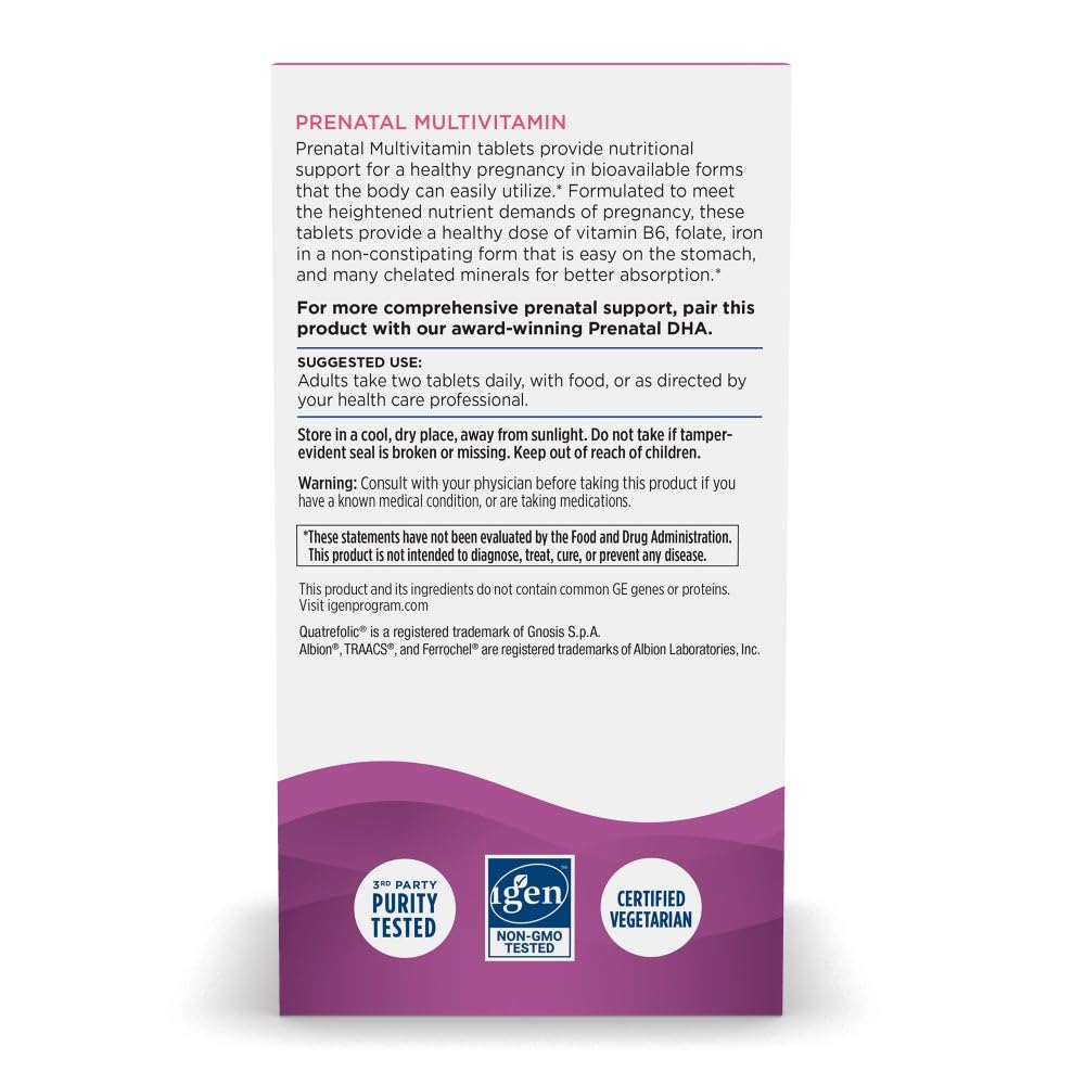 Nordic Naturals Prenatal Multivitamin vegetarian tablet details
