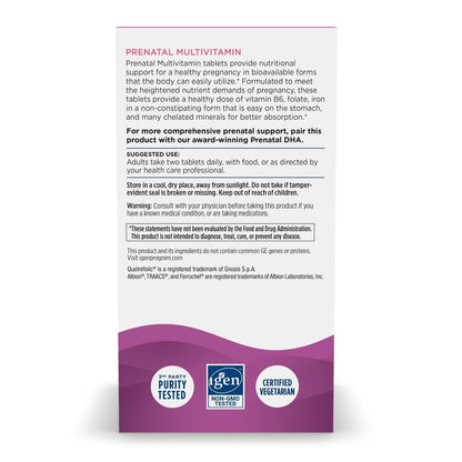 Nordic Naturals Prenatal Multivitamin vegetarian tablet details