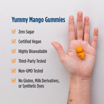 Close up of Nordic Naturals mango flavored curcumin gummies texture