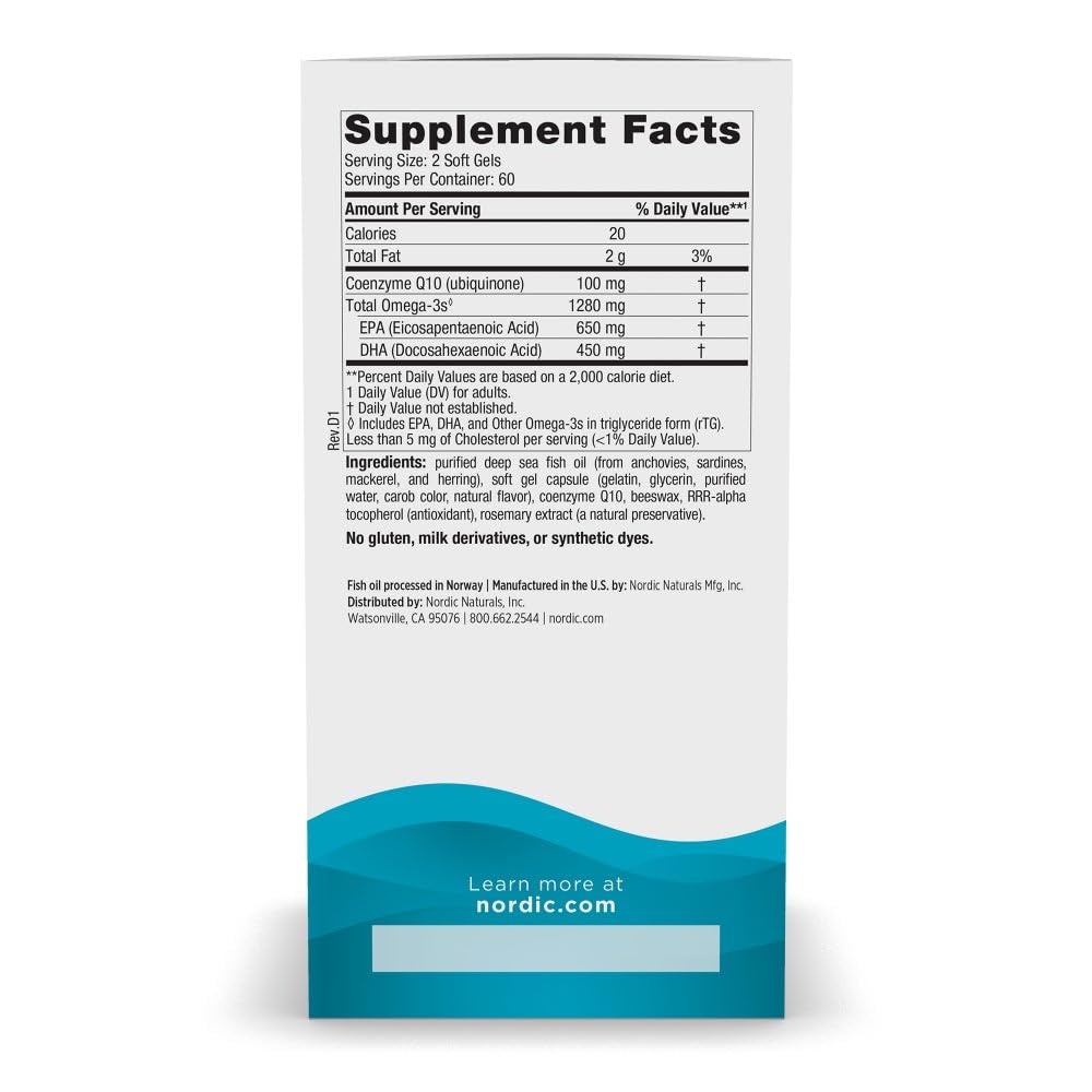 Nordic Naturals supplement bottle side view showing nutrition facts and ingredients