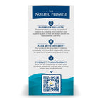 Nordic Naturals soft gels bottle showing third-party purity certification details