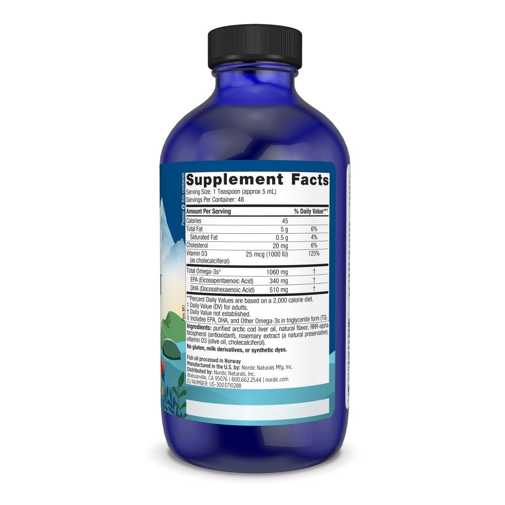 Nordic Naturals Arctic-D Cod Liver Oil nutritional facts and supplement panel label