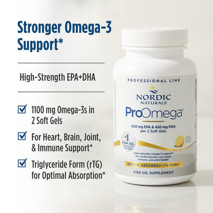 High potency fish oil supplement by Nordic Naturals featuring lemon flavor details