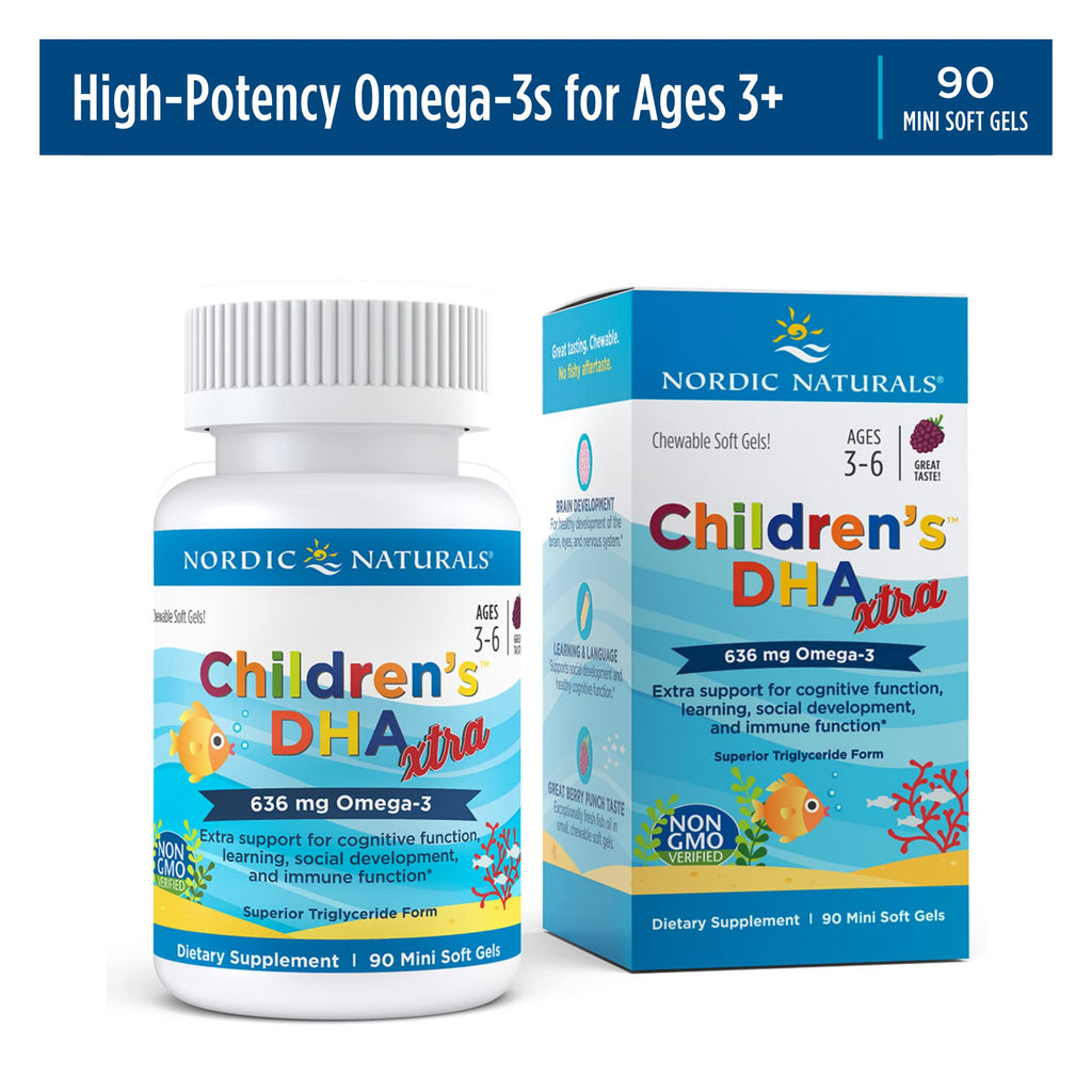 Nordic Naturals Childrens DHA Xtra 90 count full product angle