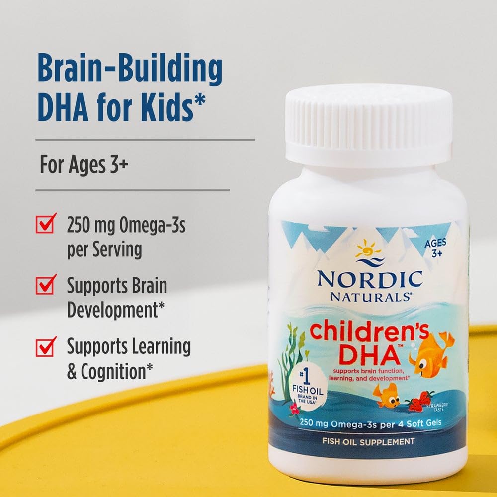 Close up of the chewable mini softgels from Nordic Naturals Children's DHA supplement.