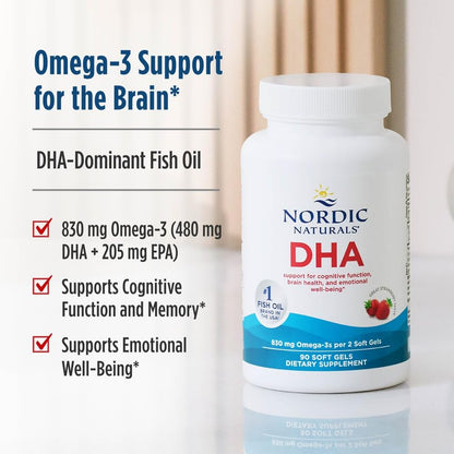 Nordic Naturals deep sea fish oil strawberry flavored softgels for cognitive health