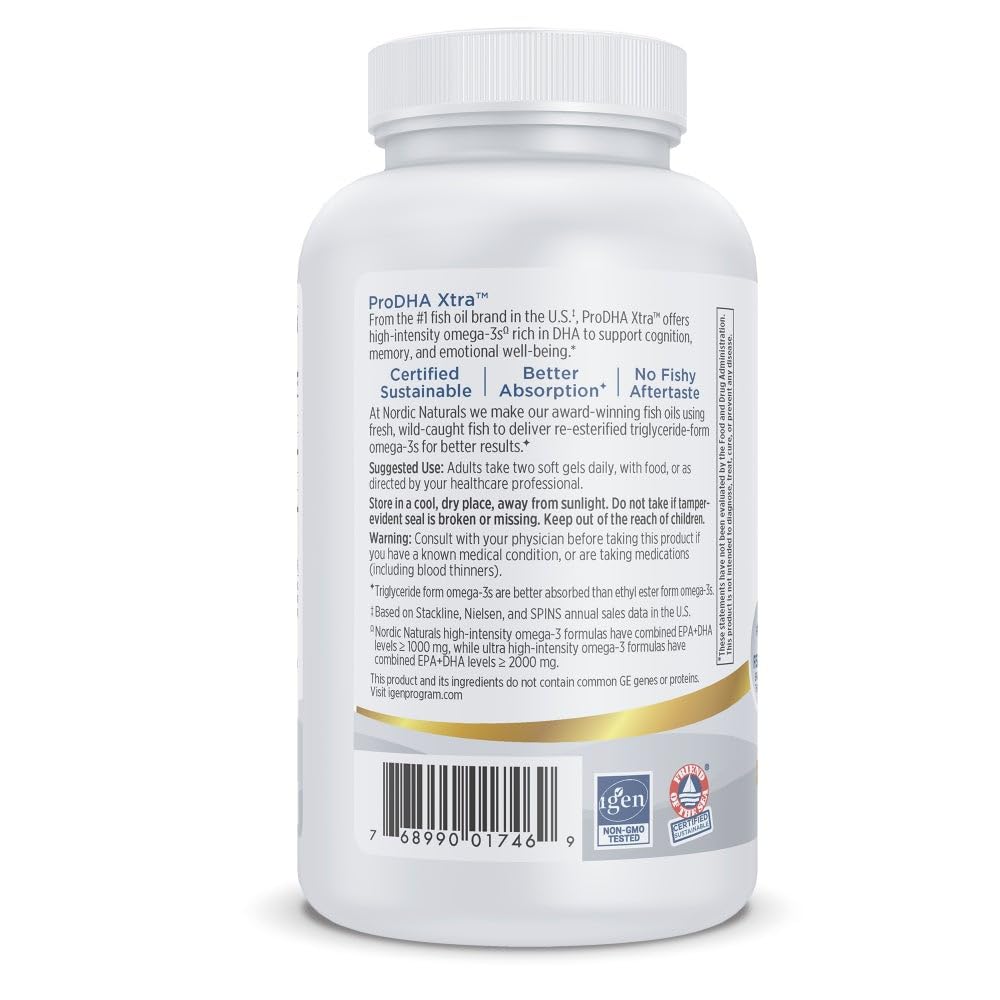 Nordic Naturals ProDHA 1000 omega 3 supplement bottle side view