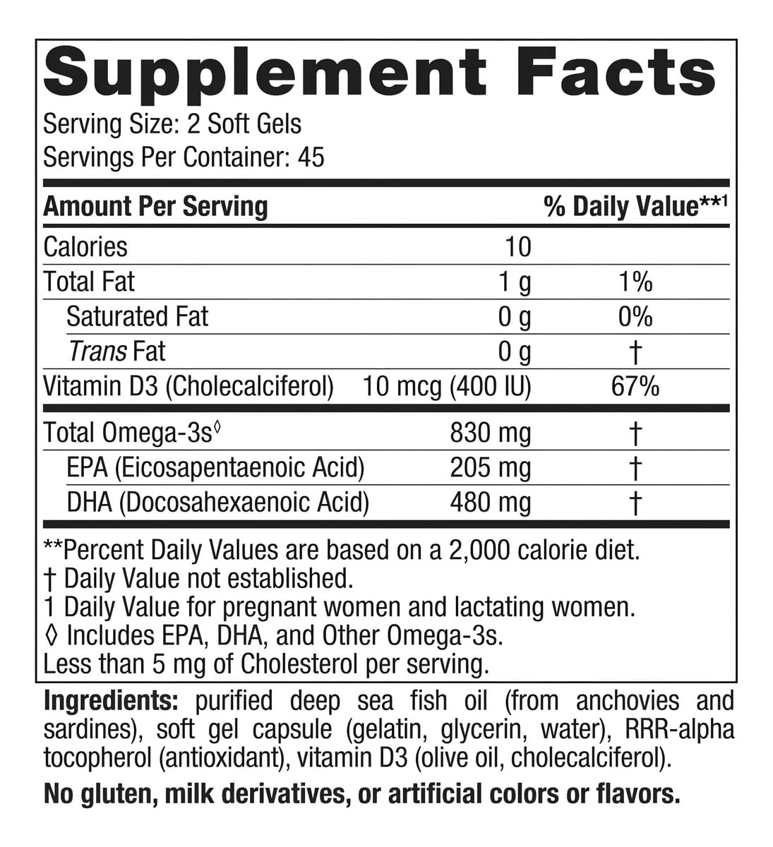 Nordic Naturals Prenatal DHA 90 unflavoured softgels supplement facts and ingredients panel
