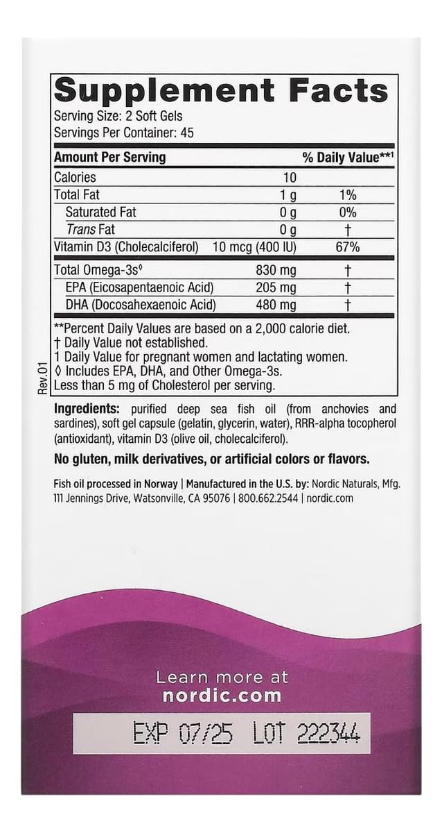Nordic Naturals Prenatal DHA with Vitamin D3 purity testing seals on packaging