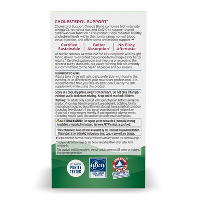 Supplement facts and ingredients label on the back of Nordic Naturals Cholesterol Support Lemon.