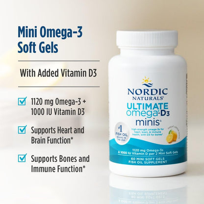 Premium imported USA fish oil capsules with vitamin D3 ingredient label