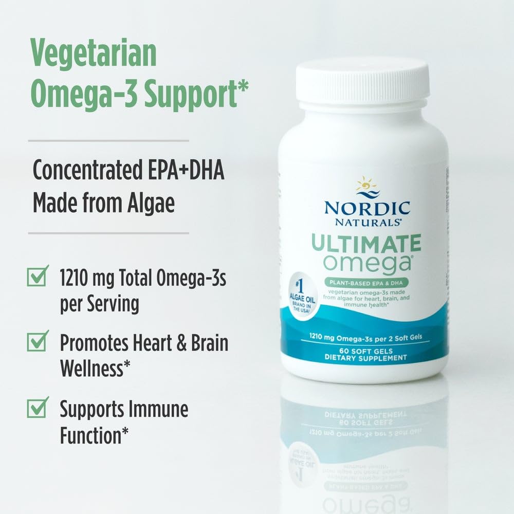 Nordic Naturals algal oil vegetarian soft gels for heart and brain health support