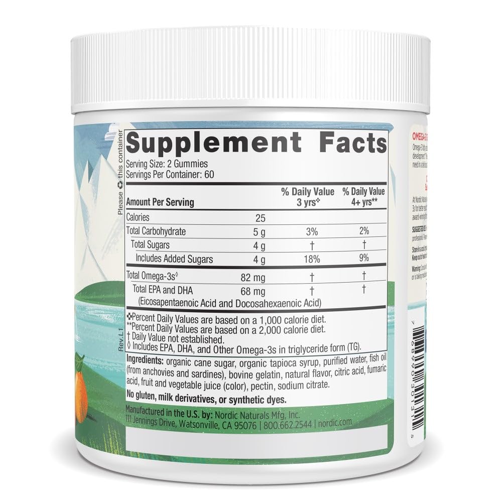 Nordic Naturals Tangerine Omega supplement nutritional label