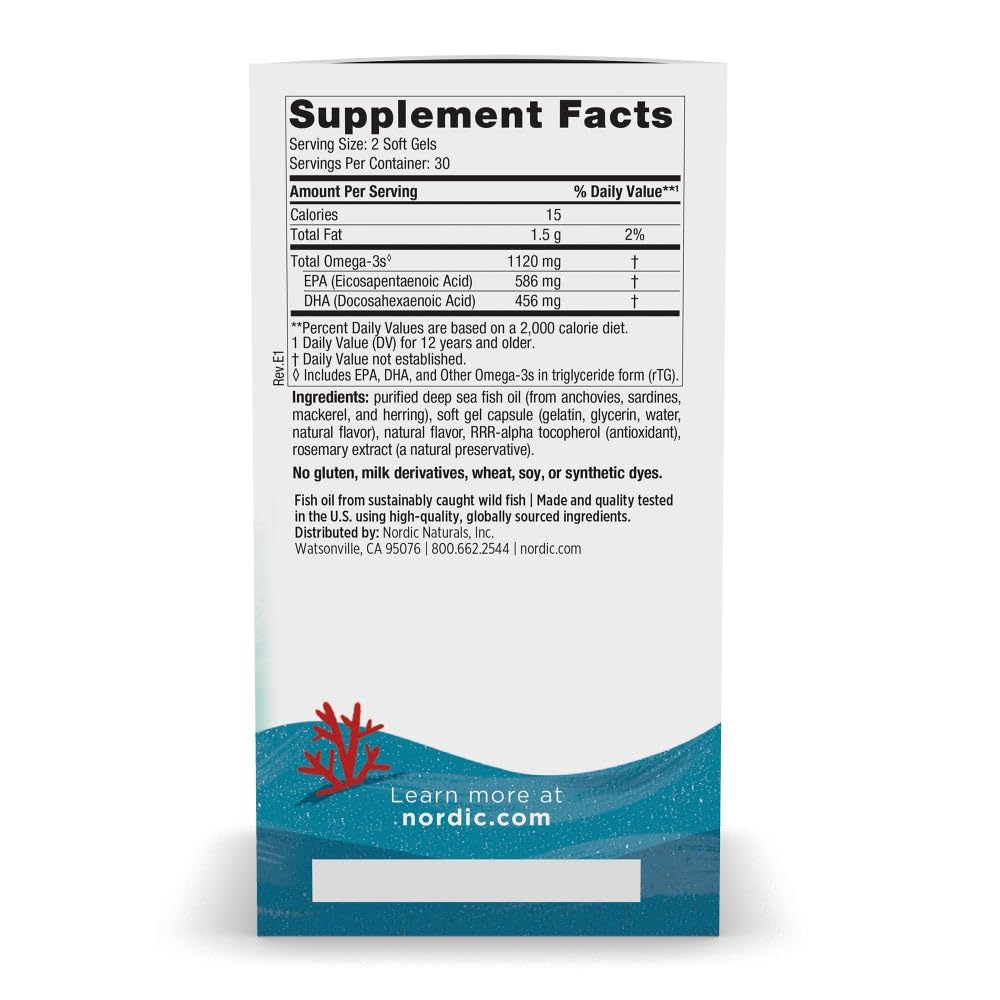 Nordic Naturals Teen Fish Oil strawberry flavor supplement bottle details