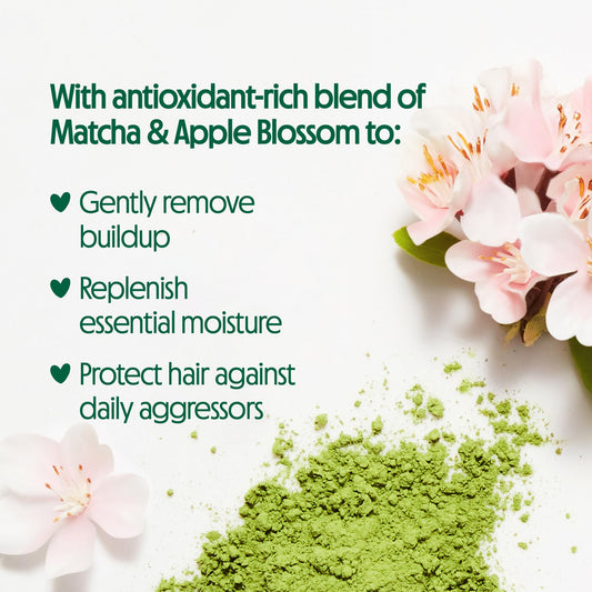 Not Your Mother's Matcha Green Tea and Apple Blossom hair care duo bottles