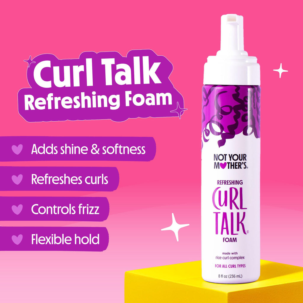 Authentic imported Not Your Mother's Curl Talk kit bottles arranged on a surface.