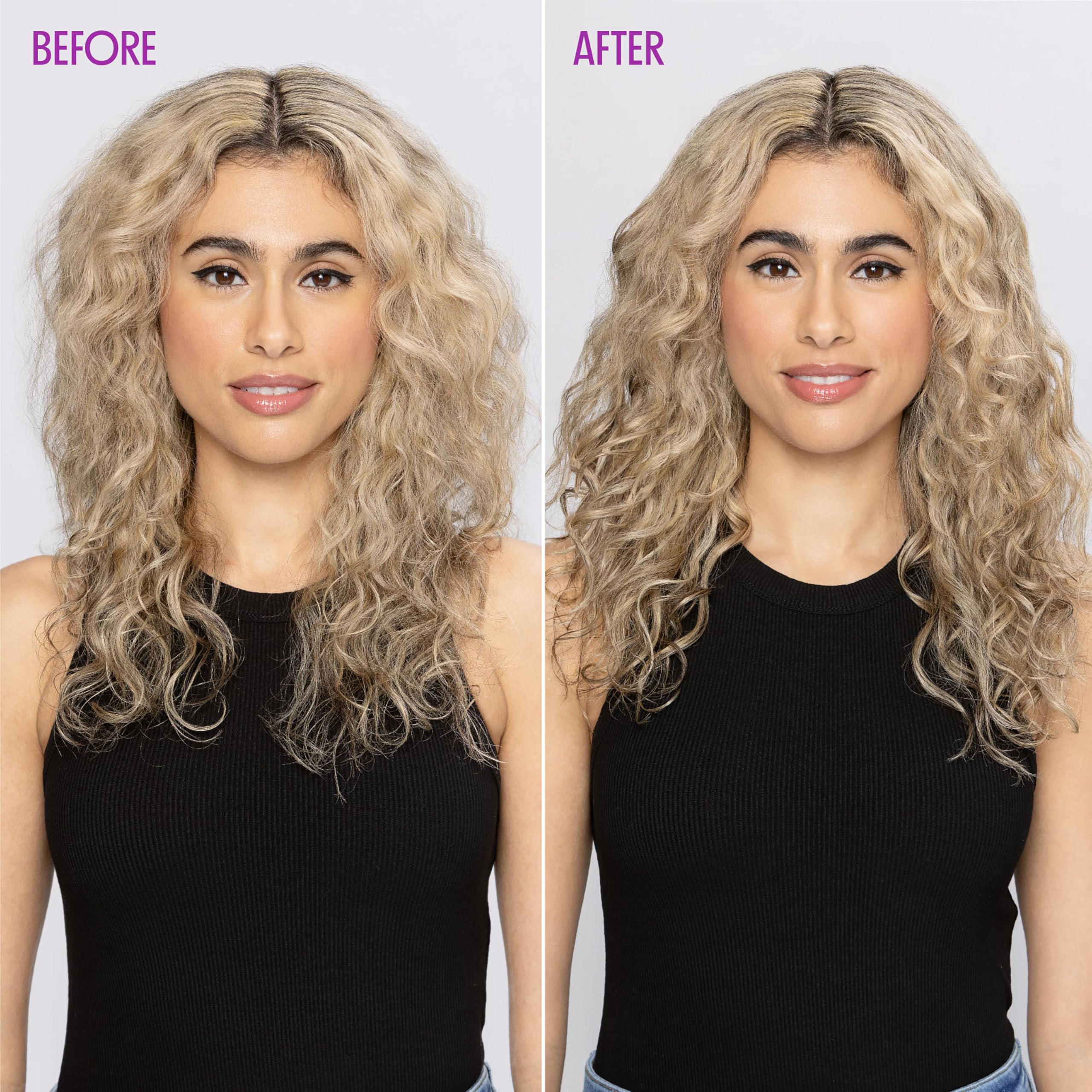 Three step curly hair routine products arranged neatly to show bottle sizes and branding