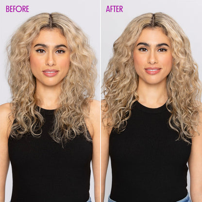 Three step curly hair routine products arranged neatly to show bottle sizes and branding