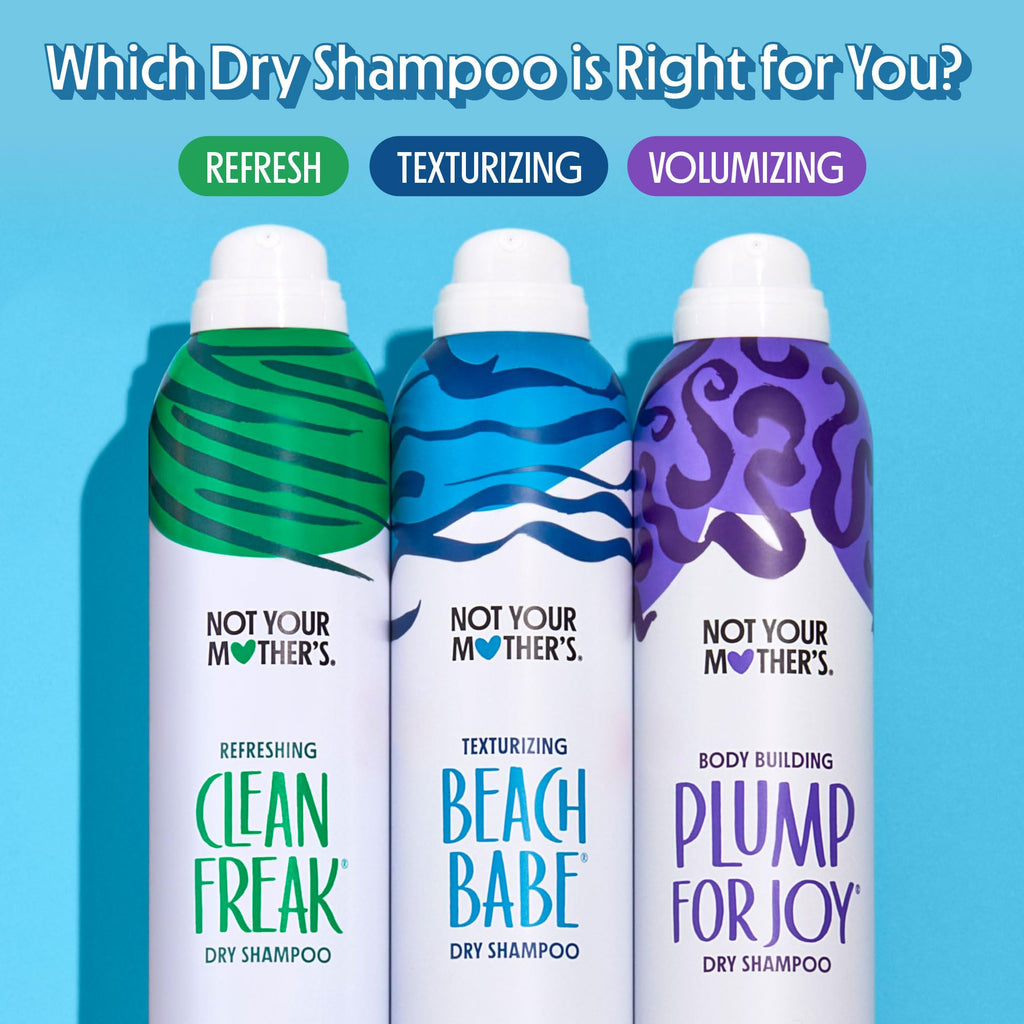 Not Your Mother's Beach Babe Texturizing Dry Shampoo seven-ounce can highlighting matte finish benefits