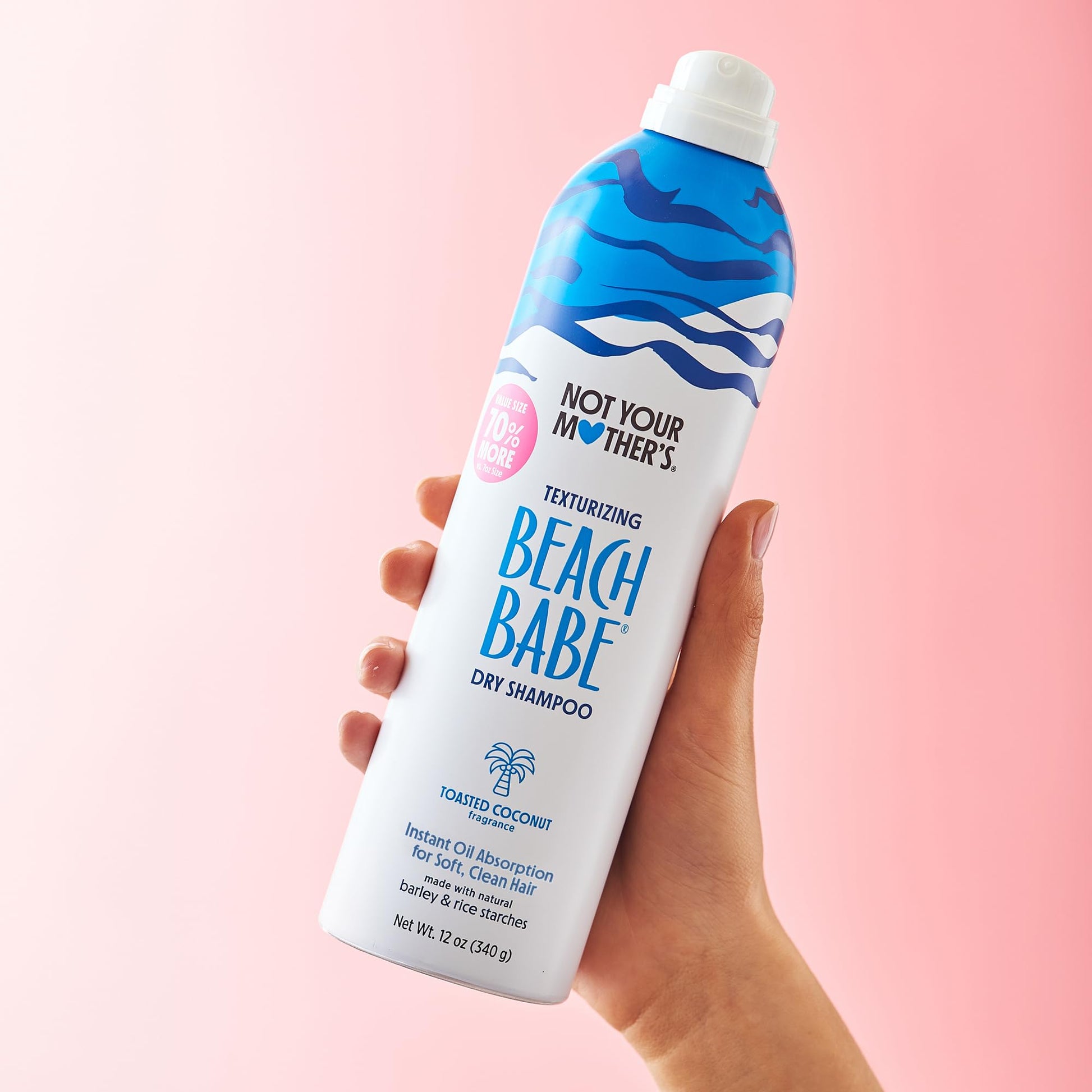 Back of Not Your Mother's Beach Babe dry shampoo bottle showing usage instructions