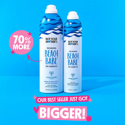 Not Your Mother's Beach Babe dry shampoo jumbo size comparison