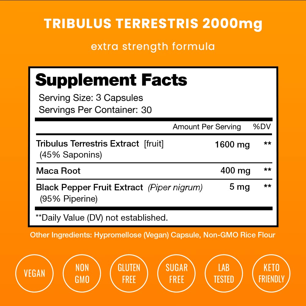 NutraChamps Tribulus 2000mg capsules label ingredients details