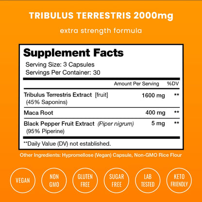 NutraChamps Tribulus 2000mg capsules label ingredients details