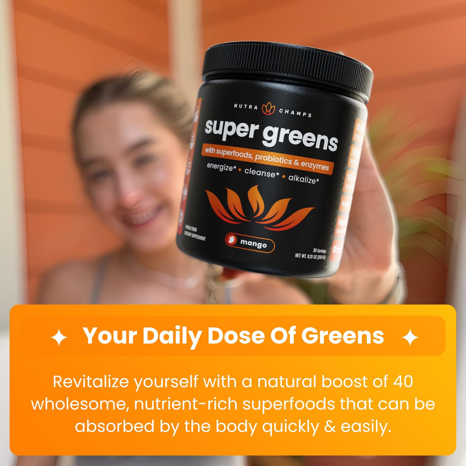NutraChamps Super Greens premium organic ingredients list