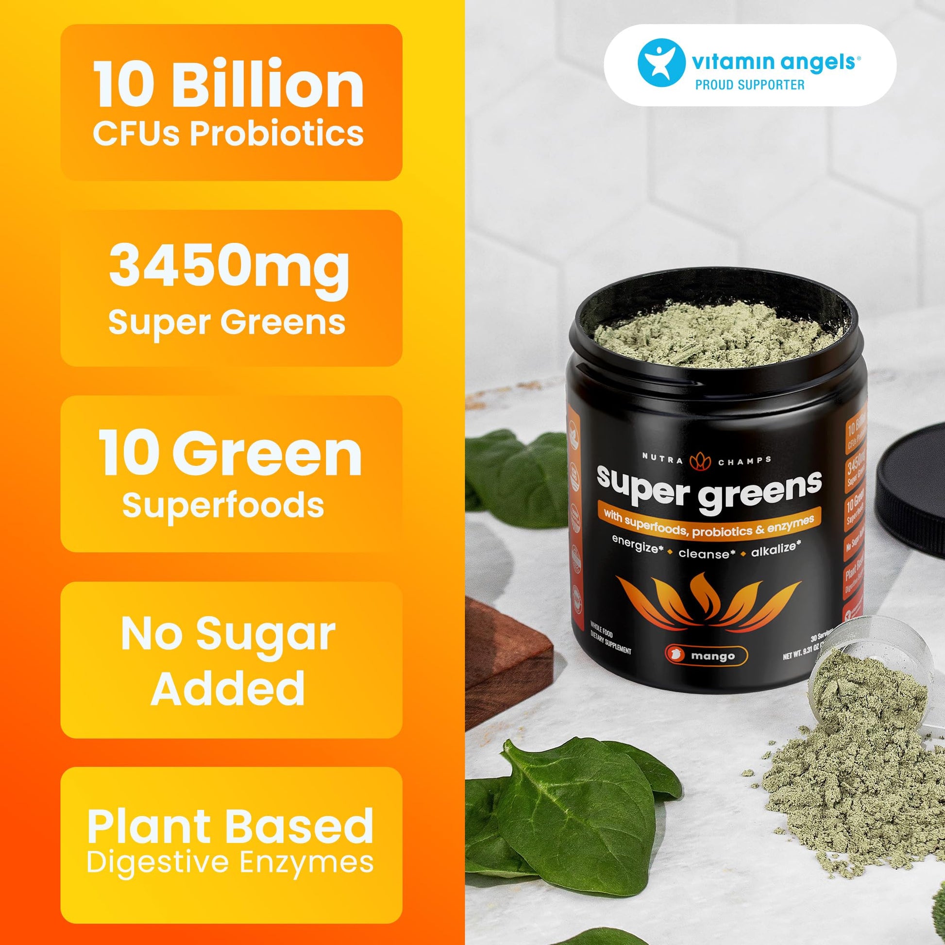 Mixing NutraChamps Super Greens in a glass of water
